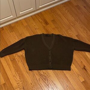 Jenni Kayne Dark Olive Cardigan Sweater. Cotton and polyester. Size XL